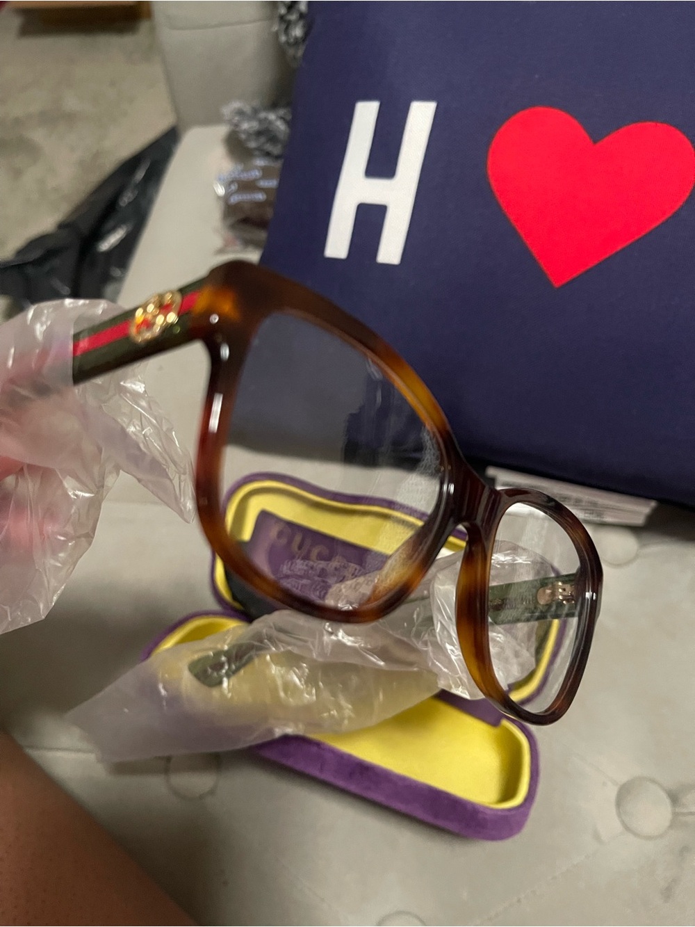 Gucci eyeglasses and Yellow Velvet Case